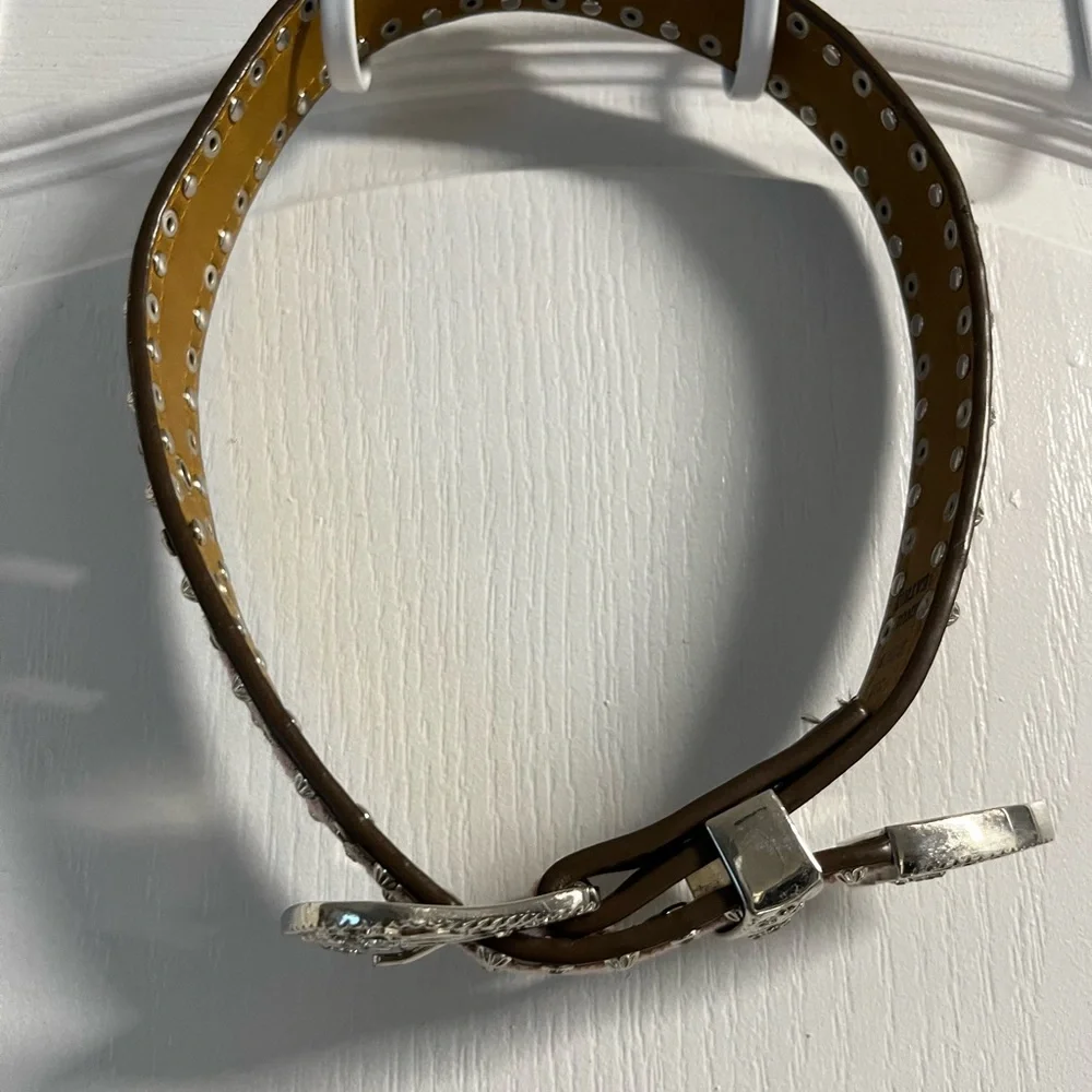 Child’s beaded and embellished  Pink and Brown Belt with Silver Accents